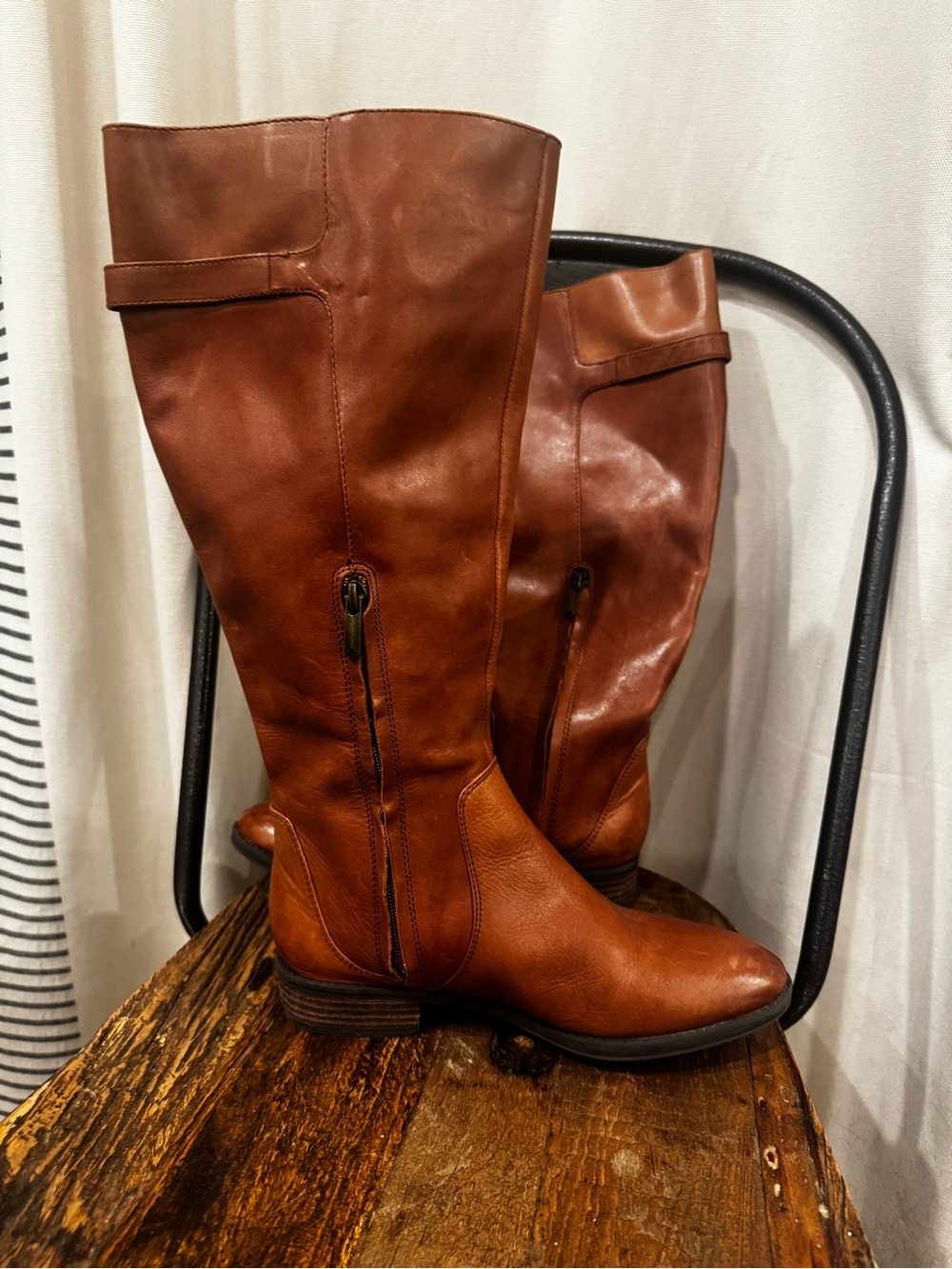 Sam Edelman Women’s Size 7 Cognac Leather Tall Riding Boots Buckle